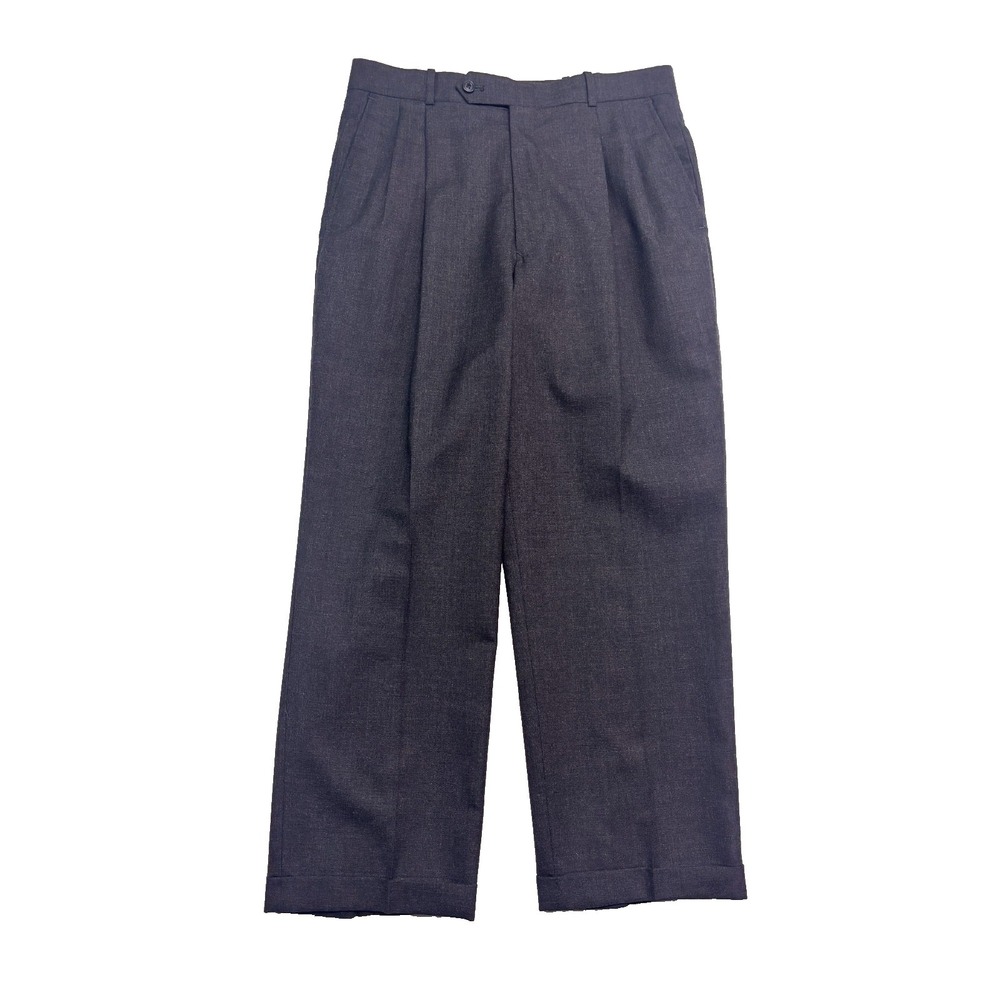 vtg 90s Club Room 32x28 Charcoal Dress Suit Pants Trousers Wool Pleated‎ Cuffed